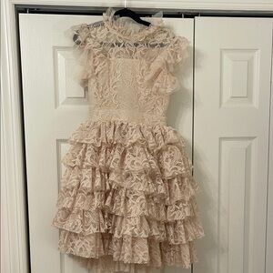 Joyfolie Elegant Lace Ruffle Kids Dress in Cream